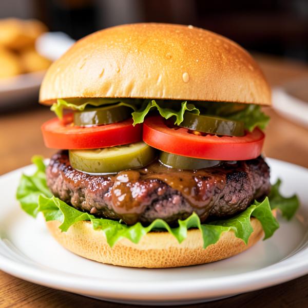 Burger wołowy serwowany w restauracji